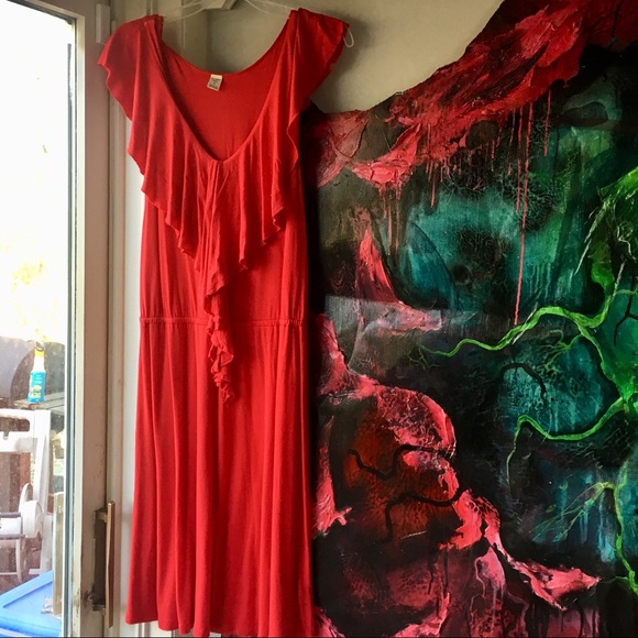 Old Navy Dresses & Skirts - Old Navy Red Ruffle Dress Soft L Sassy Bold
